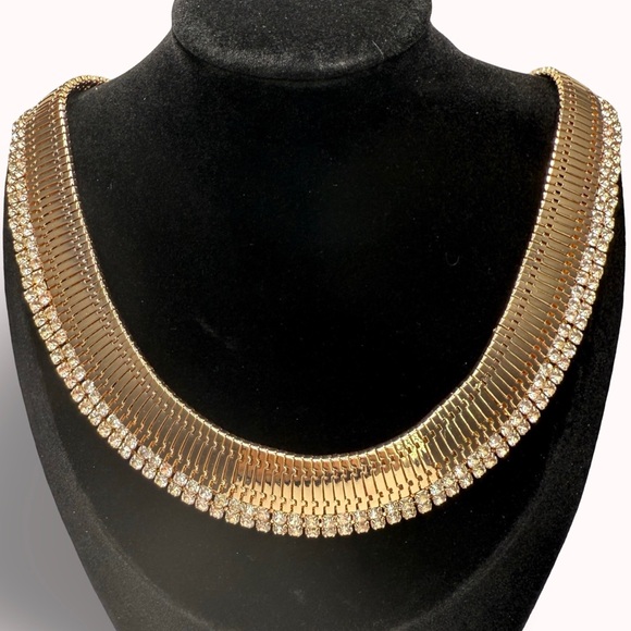 ANTHROPOLOGIE - 14K Gold Plated Wide Pavé Snake Chain Necklace - Picture 3 of 8